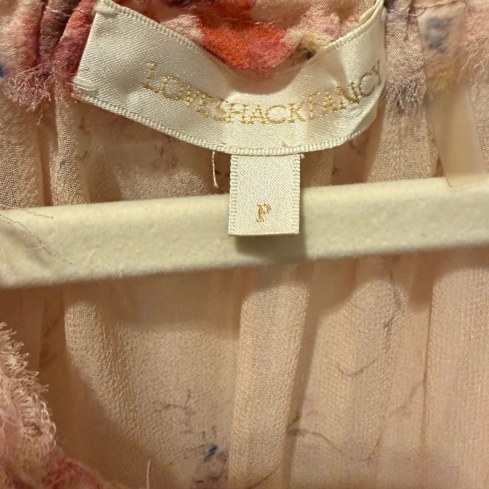 LoveShackFancy Pink Floral Chiffon Tiered Mini Dress - Picture 3 of 3